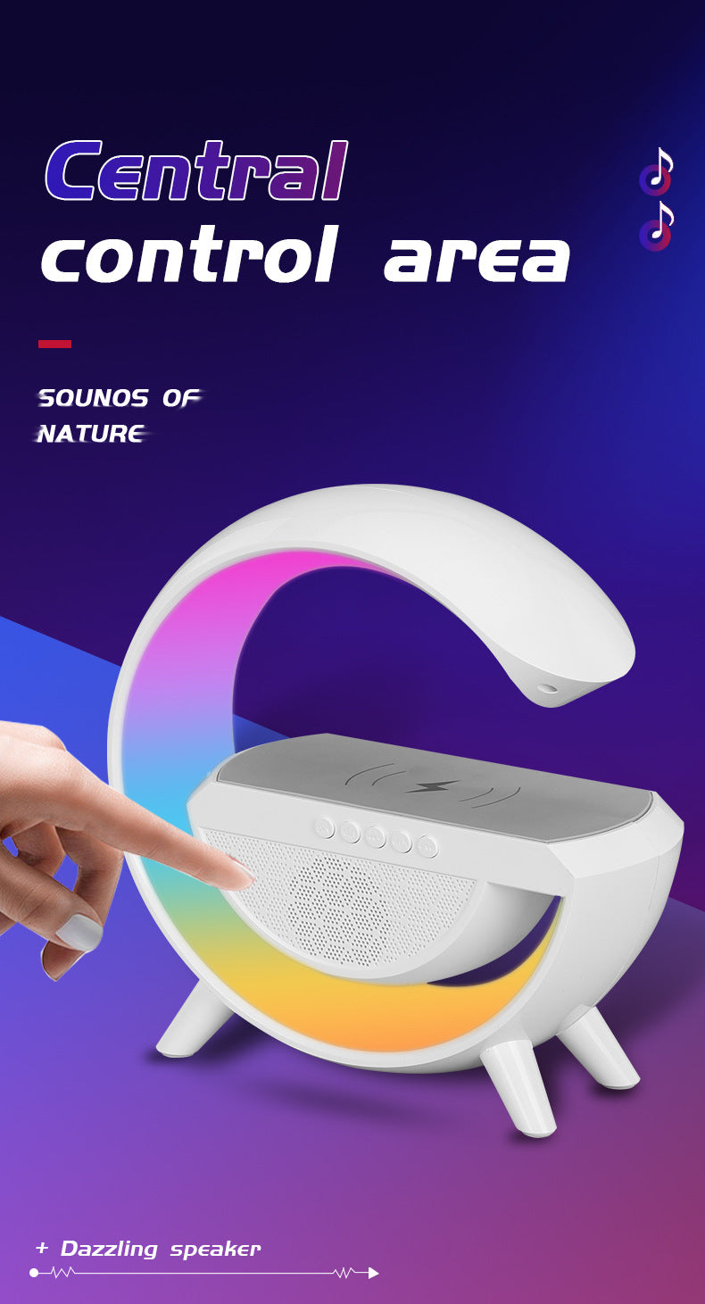 G Lamp Smart Bluetooth Speaker Wireless Fast Charger Station LED RGB Desk Light Support TF Card AUX for iPhone 14/13 Samsung Powerbank