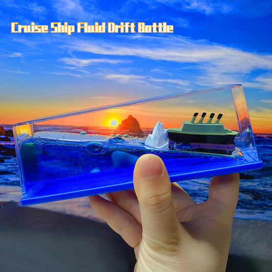 Cruise Ship Fluid Drift Bottle Hourglass Living Room Decoration Creative Sea Boat Ornaments Home Decor Toys Birthday Gift